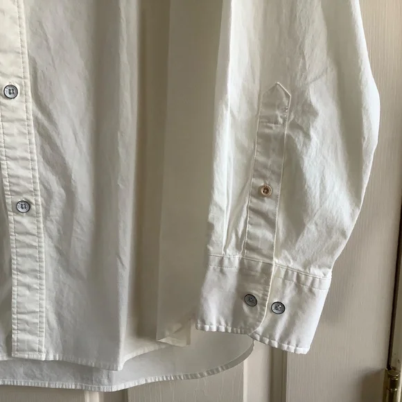 Rag & Bone Landen Poplin Band Collar Long Sleeve Button Down Shirt Ivory SZ M - Picture 4 of 16
